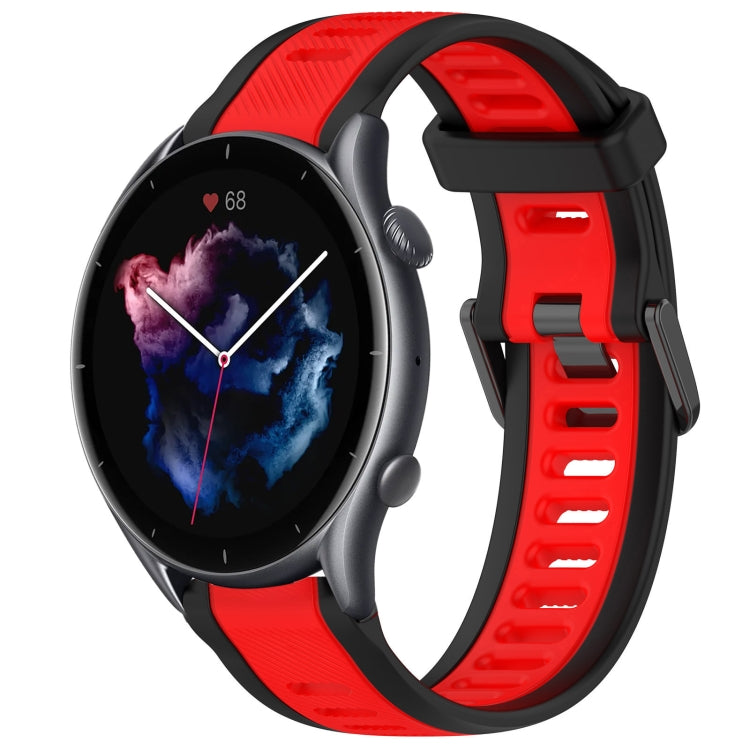 For Amazfit 3 22mm Two-Color Textured Silicone Watch Band(Red+Black) - Watch Bands by PMC TechLife | Online Shopping South Africa | PMC TechLife