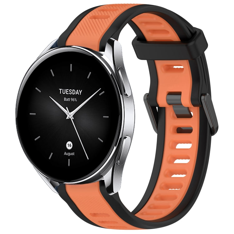 For Xiaomi Watch S2 22mm Two Color Textured Silicone Watch Band(Orange+Black) - Watch Bands by PMC TechLife | Online Shopping South Africa | PMC TechLife