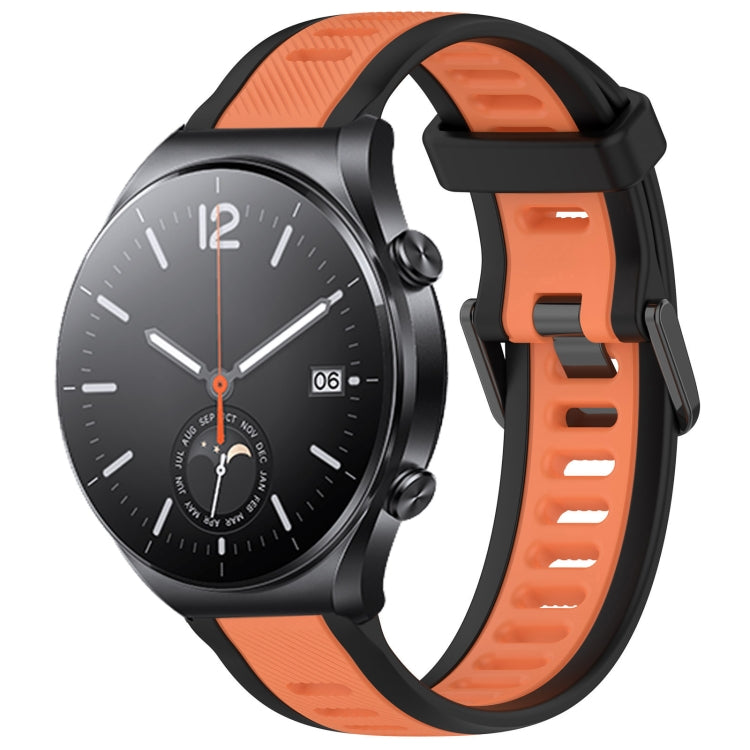 For Xiaomi MI Watch S1 22mm Two Color Textured Silicone Watch Band(Orange+Black) - free shipping - PMC TechLife - Order now!