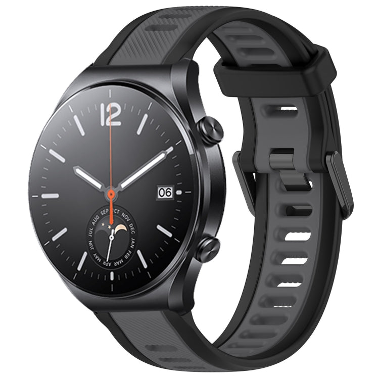 For Xiaomi MI Watch S1 22mm Two Color Textured Silicone Watch Band(Grey+Black) - Watch Bands by PMC TechLife | Online Shopping South Africa | PMC TechLife