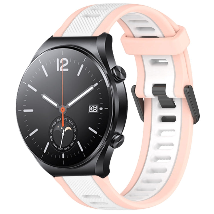 For Xiaomi MI Watch S1 22mm Two Color Textured Silicone Watch Band(White+Pink) - Watch Bands by PMC TechLife | Online Shopping South Africa | PMC TechLife