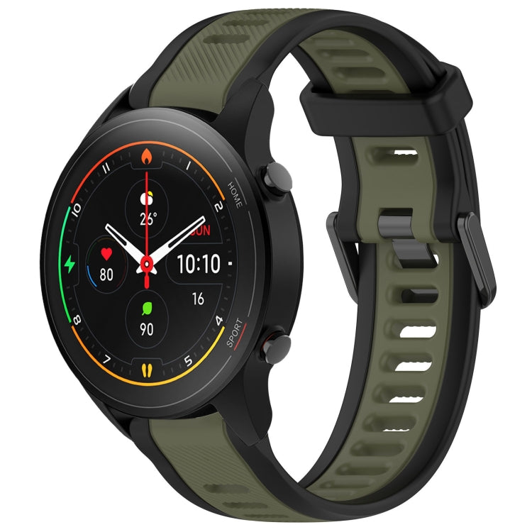 For Xiaomi MI Watch S1 Pro 22mm Two Color Textured Silicone Watch Band(Green+Black) - Watch Bands by PMC TechLife | Online Shopping South Africa | PMC TechLife