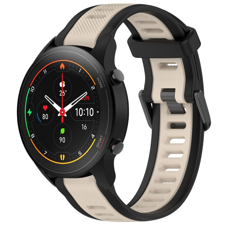 For Xiaomi MI Watch S1 Pro 22mm Two Color Textured Silicone Watch Band(Starlight + Black) - Watch Bands by PMC TechLife | Online Shopping South Africa | PMC TechLife