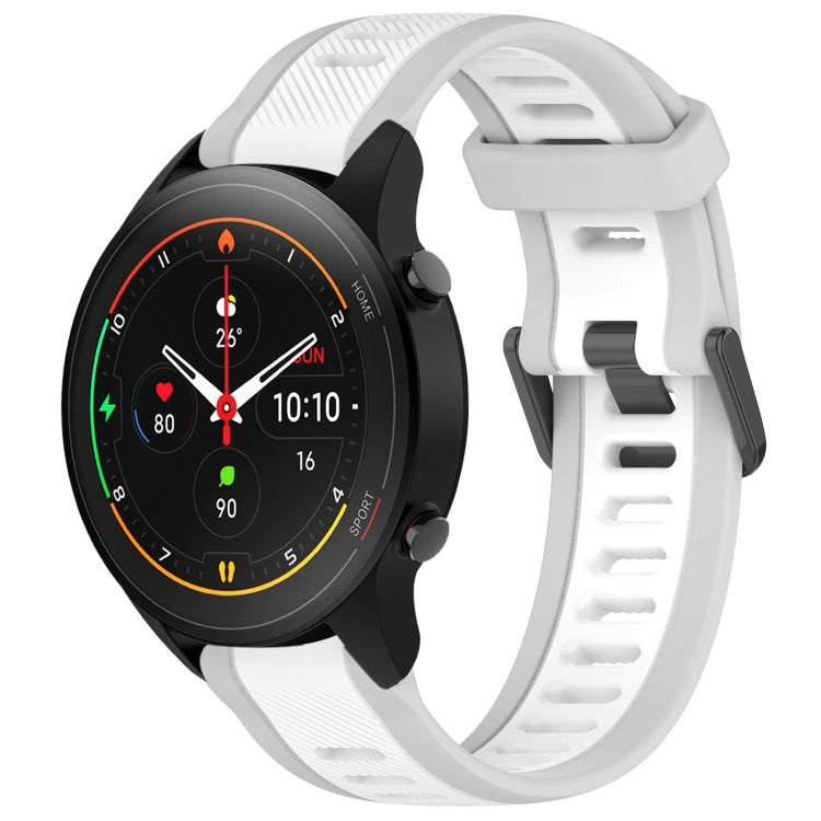 For Xiaomi MI Watch S1 Pro 22mm Two Color Textured Silicone Watch Band(White+Grey) - Watch Bands by PMC TechLife | Online Shopping South Africa | PMC TechLife