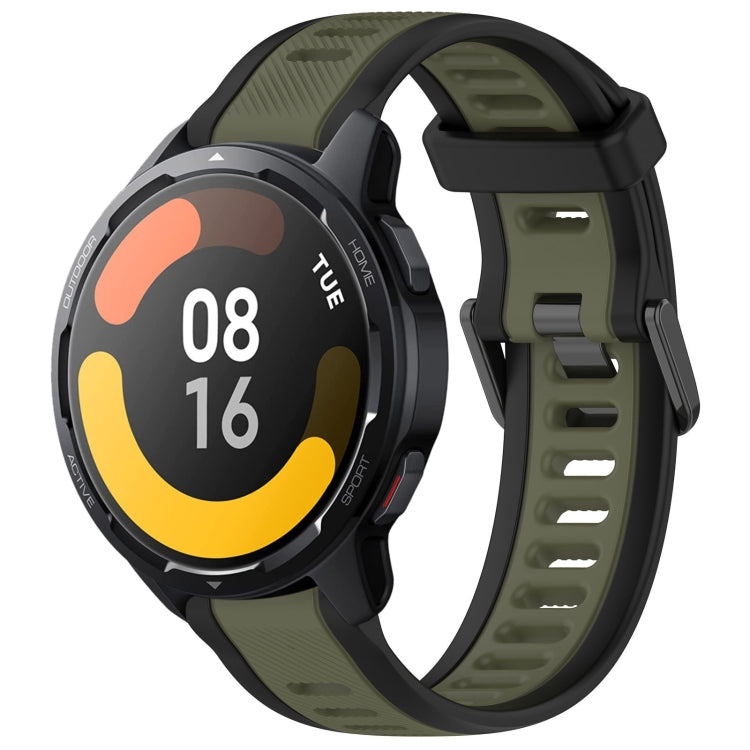 For Xiaomi Watch S1 Active 22mm Two Color Textured Silicone Watch Band(Green+Black) - Watch Bands by PMC TechLife | Online Shopping South Africa | PMC TechLife