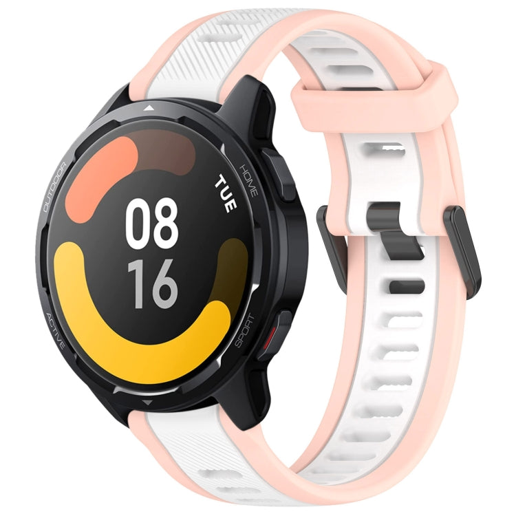 For Xiaomi Watch S1 Active 22mm Two Color Textured Silicone Watch Band(White+Pink) - Watch Bands by PMC TechLife | Online Shopping South Africa | PMC TechLife