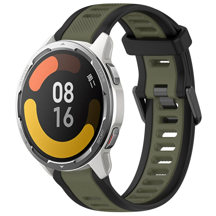 For Xiaomi MI Watch Color 2 22mm Two Color Textured Silicone Watch Band(Green+Black) - Watch Bands by PMC TechLife | Online Shopping South Africa | PMC TechLife