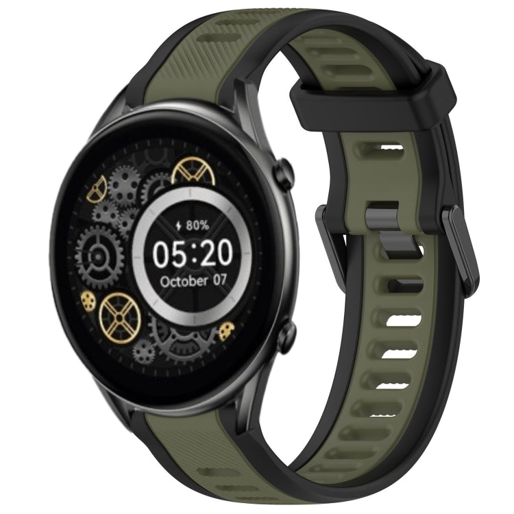 For Xiaomi Haylou RT2 LS10 22mm Two Color Textured Silicone Watch Band(Green+Black) - Watch Bands by PMC TechLife | Online Shopping South Africa | PMC TechLife
