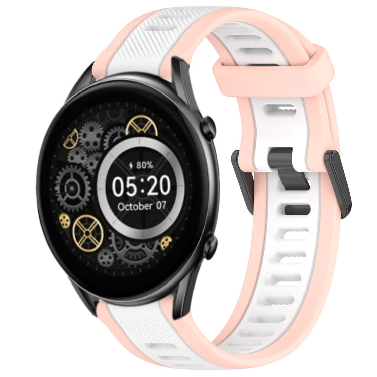 For Xiaomi Haylou RT2 LS10 22mm Two Color Textured Silicone Watch Band(White+Pink) - Watch Bands by PMC TechLife | Online Shopping South Africa | PMC TechLife