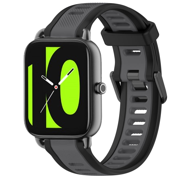 For Xiaomi Haylou RS4 LS12 22mm Two Color Textured Silicone Watch Band(Grey+Black) - Watch Bands by PMC TechLife | Online Shopping South Africa | PMC TechLife