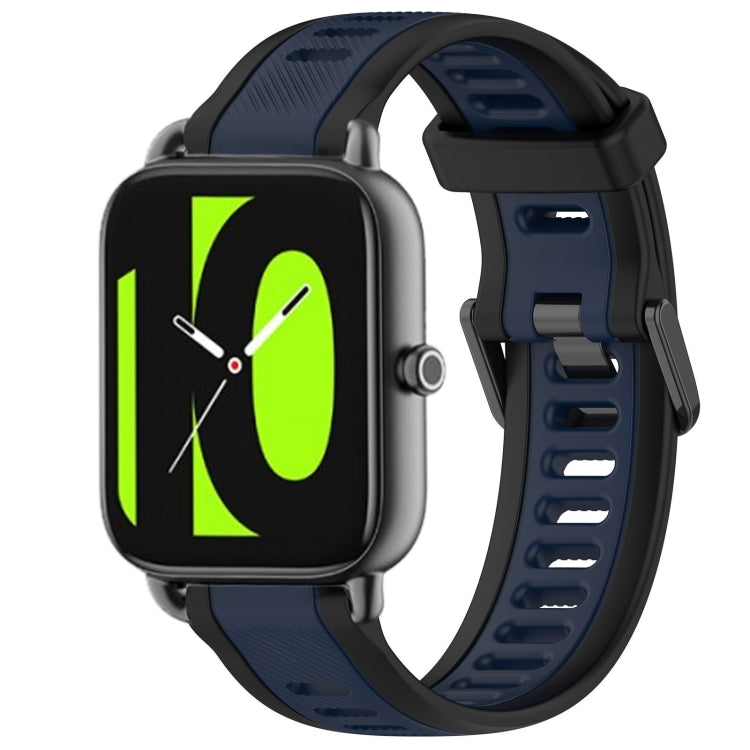 For Xiaomi Haylou RS4 LS12 22mm Two Color Textured Silicone Watch Band(Midnight Blue+Black) - Watch Bands by PMC TechLife | Online Shopping South Africa | PMC TechLife