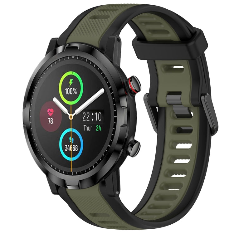 For Xiaomi Haylou RT LS05S 22mm Two Color Textured Silicone Watch Band(Green+Black) - Watch Bands by PMC TechLife | Online Shopping South Africa | PMC TechLife