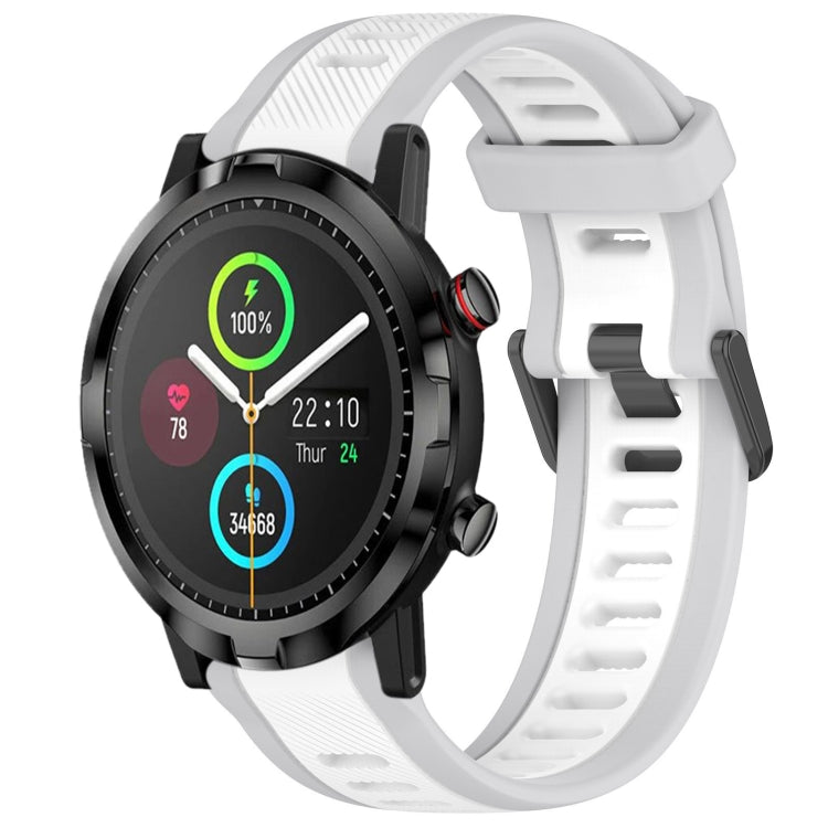 For Xiaomi Haylou RT LS05S 22mm Two Color Textured Silicone Watch Band(White+Grey) - Watch Bands by PMC TechLife | Online Shopping South Africa | PMC TechLife