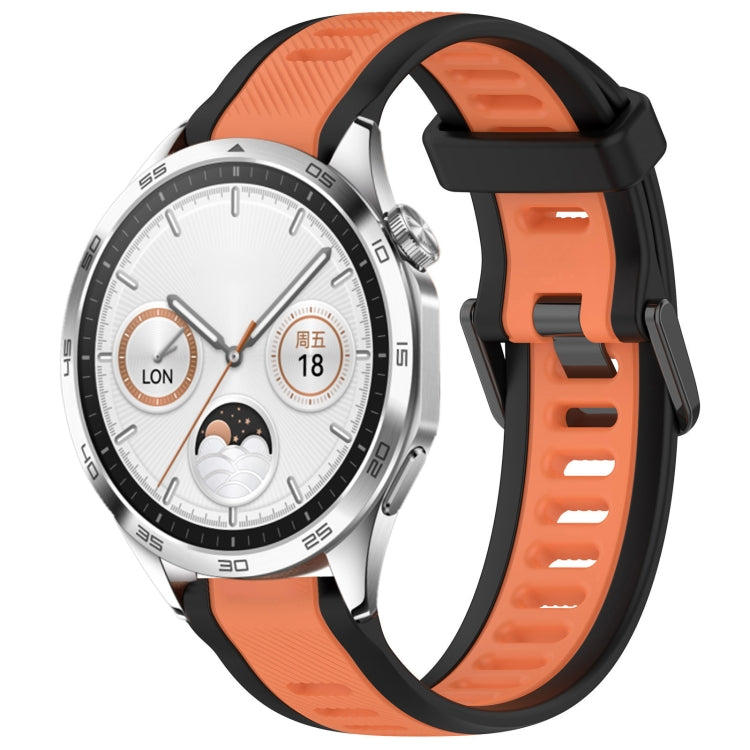 For Huawei Watch GT4 46mm 22mm Two Color Textured Silicone Watch Band(Orange+Black) - Watch Bands by PMC TechLife | Online Shopping South Africa | PMC TechLife