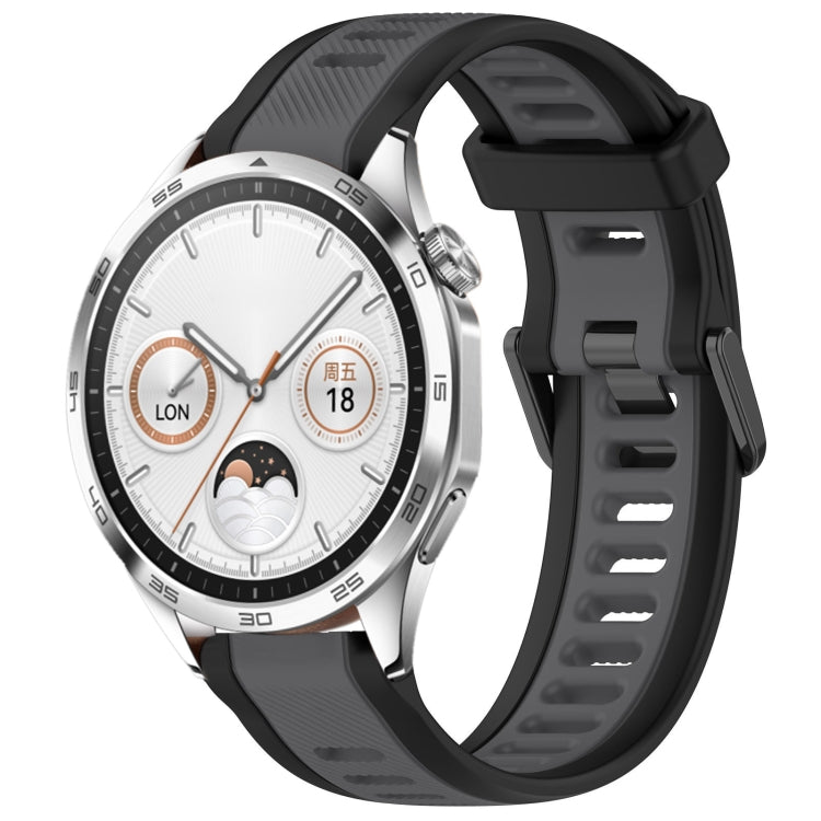 For Huawei Watch GT4 46mm 22mm Two Color Textured Silicone Watch Band(Grey+Black) - Watch Bands by PMC TechLife | Online Shopping South Africa | PMC TechLife