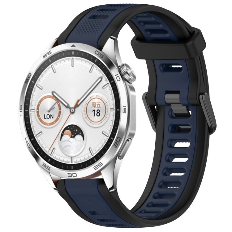 For Huawei Watch GT4 46mm 22mm Two Color Textured Silicone Watch Band(Midnight Blue+Black) - Watch Bands by PMC TechLife | Online Shopping South Africa | PMC TechLife