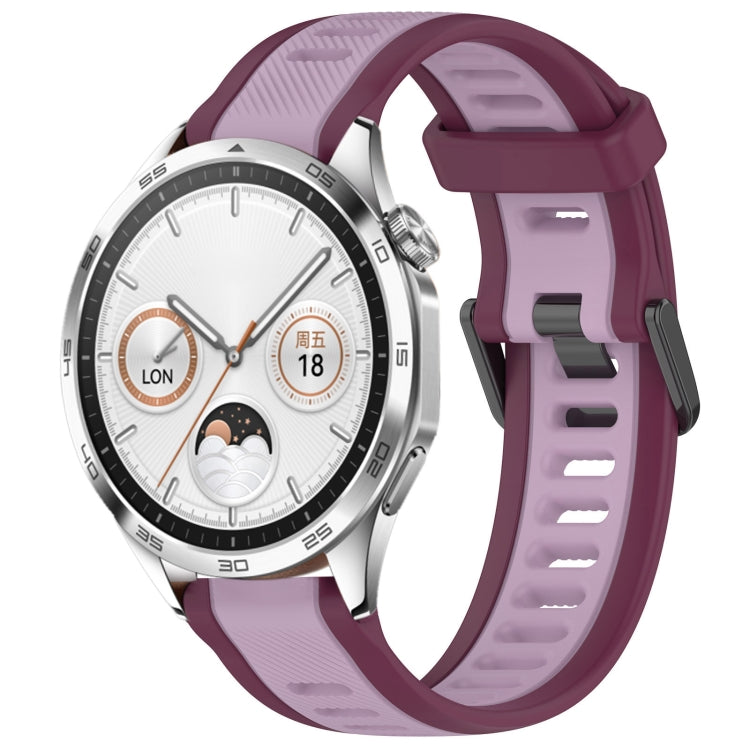 For Huawei Watch GT4 46mm 22mm Two Color Textured Silicone Watch Band(Purple) - Watch Bands by PMC TechLife | Online Shopping South Africa | PMC TechLife