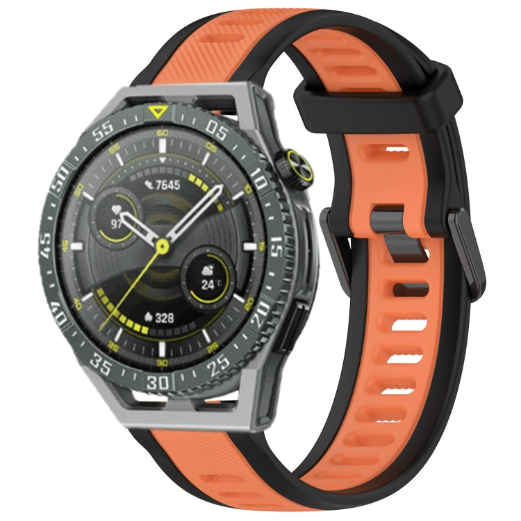 For Huawei Watch GT3 SE 22mm Two Color Textured Silicone Watch Band(Orange+Black) - Watch Bands by PMC TechLife | Online Shopping South Africa | PMC TechLife