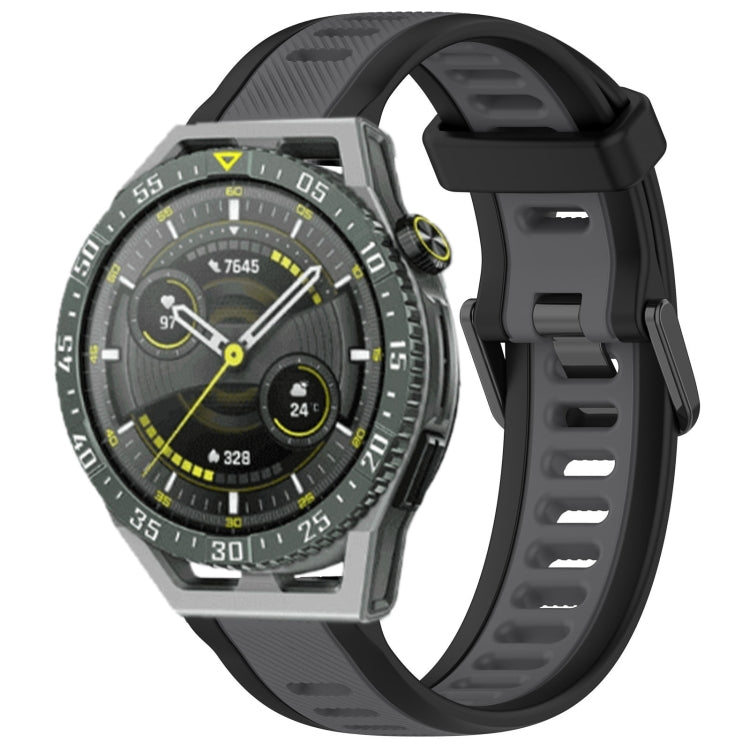 For Huawei Watch GT3 SE 22mm Two Color Textured Silicone Watch Band(Grey+Black) - Watch Bands by PMC TechLife | Online Shopping South Africa | PMC TechLife
