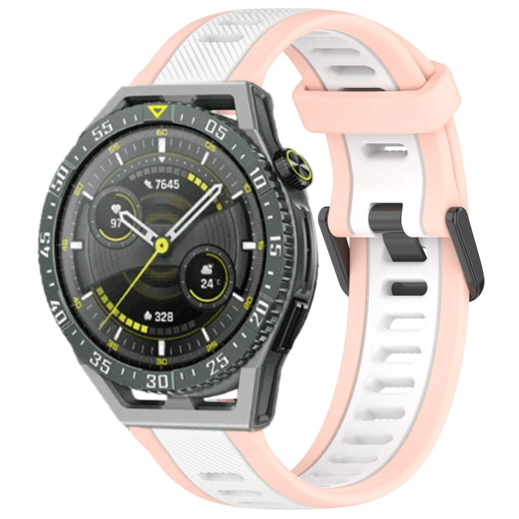 For Huawei Watch GT3 SE 22mm Two Color Textured Silicone Watch Band(White+Pink) - Watch Bands by PMC TechLife | Online Shopping South Africa | PMC TechLife