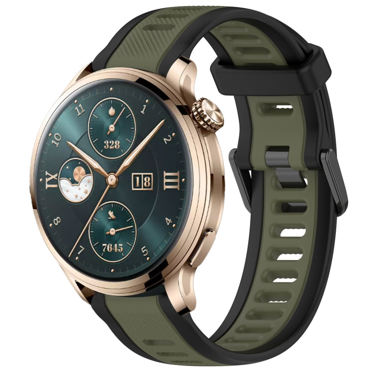 For Honor Watch 4 Pro 22mm Two Color Textured Silicone Watch Band(Green+Black) - Watch Bands by PMC TechLife | Online Shopping South Africa | PMC TechLife