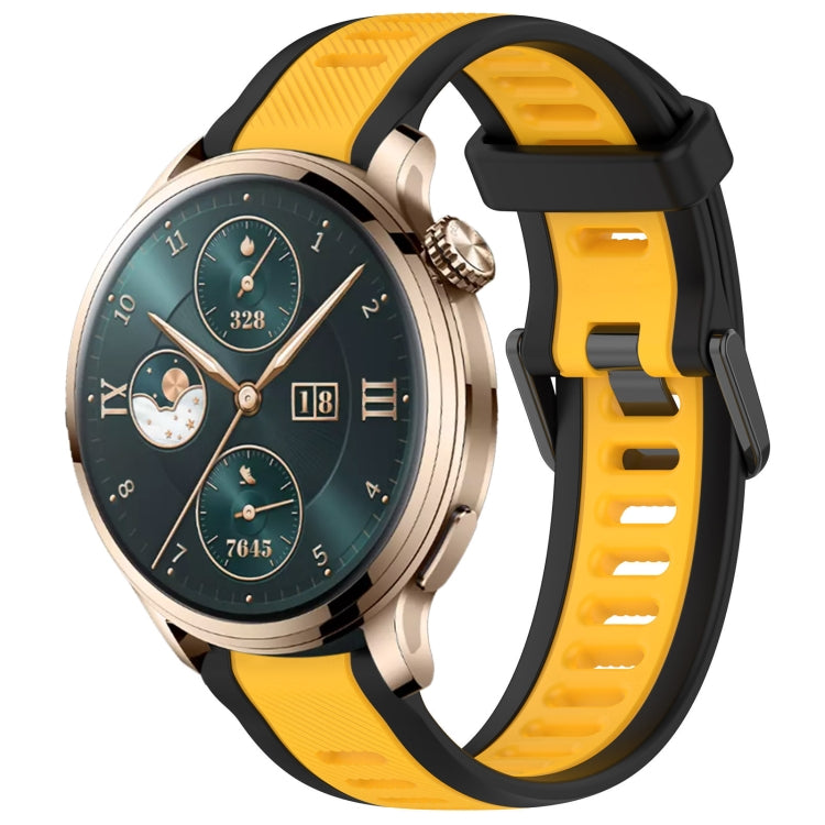 For Honor Watch 4 Pro 22mm Two Color Textured Silicone Watch Band(Yellow+Black) - Watch Bands by PMC TechLife | Online Shopping South Africa | PMC TechLife