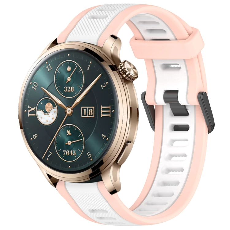 For Honor Watch 4 Pro 22mm Two Color Textured Silicone Watch Band(White+Pink) - free shipping - PMC TechLife - Order now!