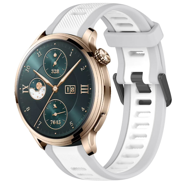 For Honor Watch 4 Pro 22mm Two Color Textured Silicone Watch Band(White+Grey) - Watch Bands by PMC TechLife | Online Shopping South Africa | PMC TechLife