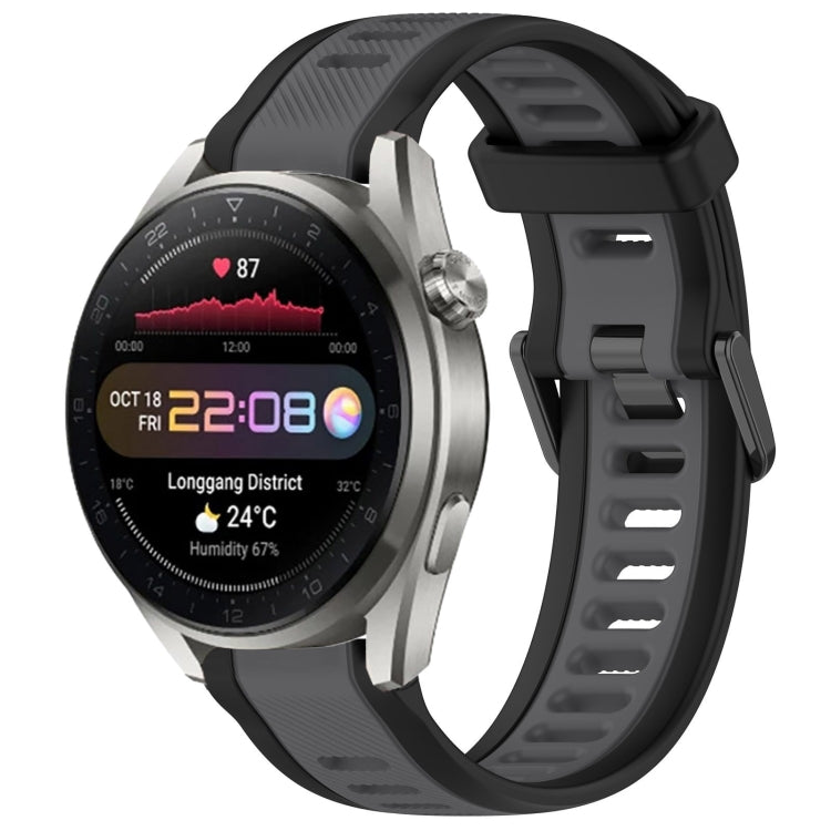 For Huawei Watch 3 Pro New 22mm Two Color Textured Silicone Watch Band(Grey+Black) - Watch Bands by PMC TechLife | Online Shopping South Africa | PMC TechLife