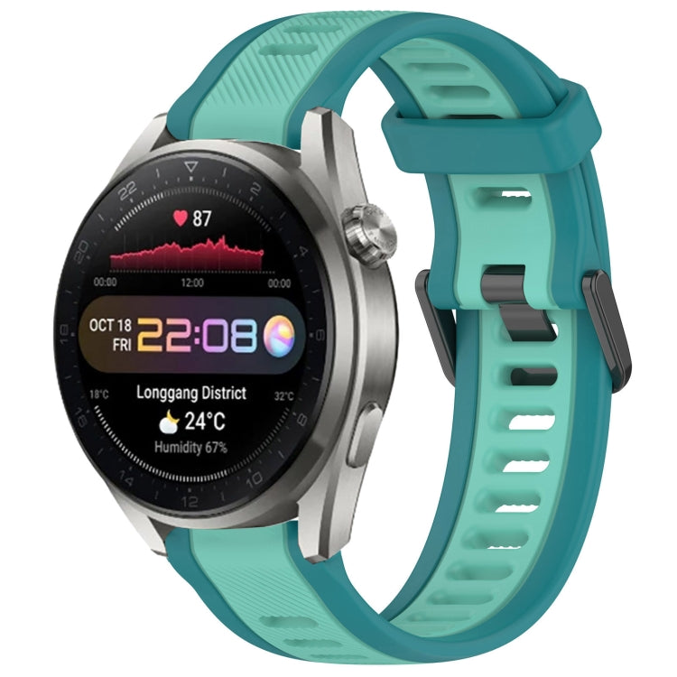 For Huawei Watch 3 Pro New 22mm Two Color Textured Silicone Watch Band(Teal) - Watch Bands by PMC TechLife | Online Shopping South Africa | PMC TechLife