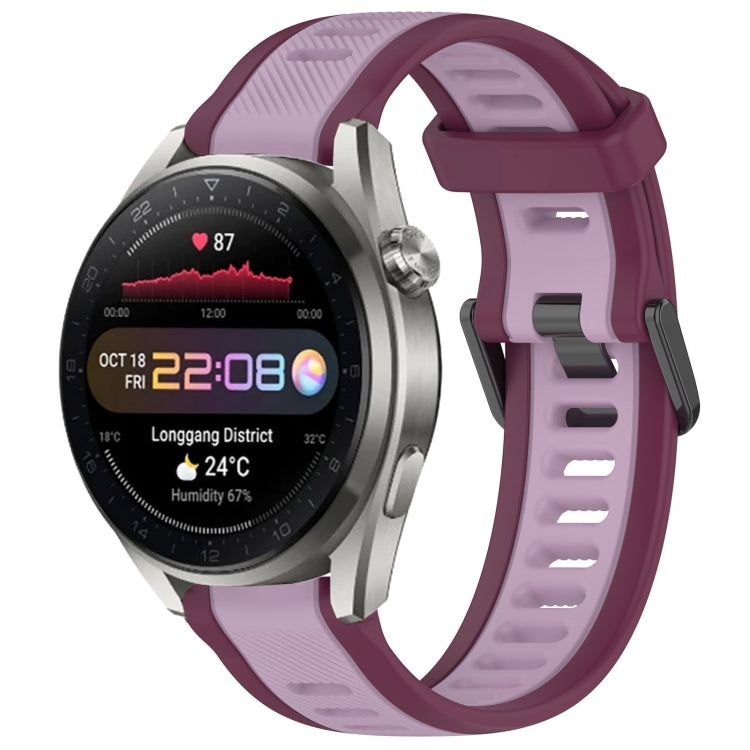 For Huawei Watch 3 Pro New 22mm Two Color Textured Silicone Watch Band(Purple) - Watch Bands by PMC TechLife | Online Shopping South Africa | PMC TechLife