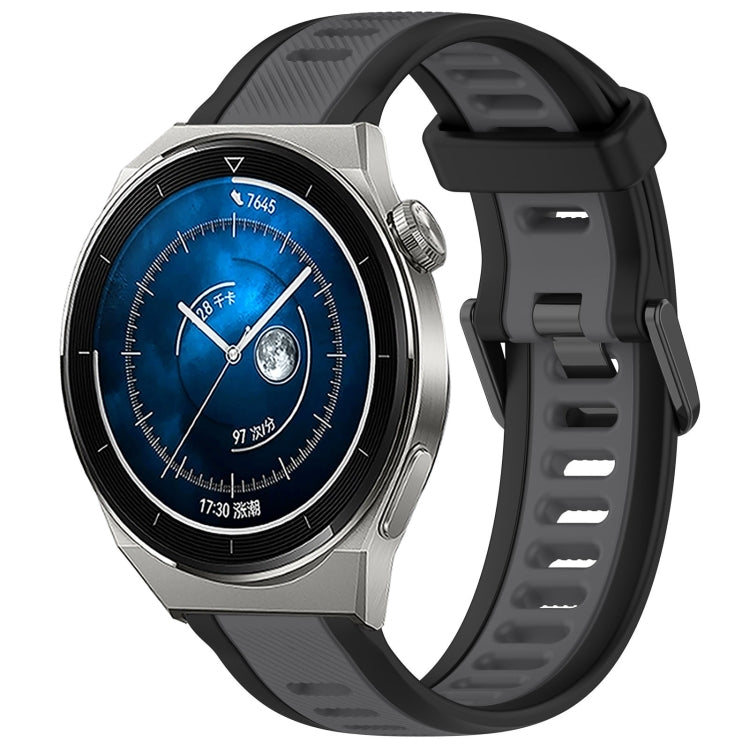 For Huawei Watch GT3 Pro 46mm 22mm Two Color Textured Silicone Watch Band(Grey+Black) - free shipping - PMC TechLife - Order now!