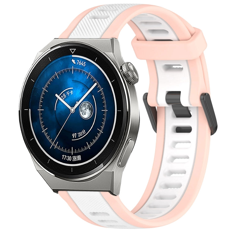 For Huawei Watch GT3 Pro 46mm 22mm Two Color Textured Silicone Watch Band(White+Pink) - Watch Bands by PMC TechLife | Online Shopping South Africa | PMC TechLife