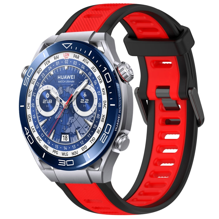 For Huawei Watch Ultimate 22mm Two Color Textured Silicone Watch Band(Red+Black) - free shipping - PMC TechLife - Order now!