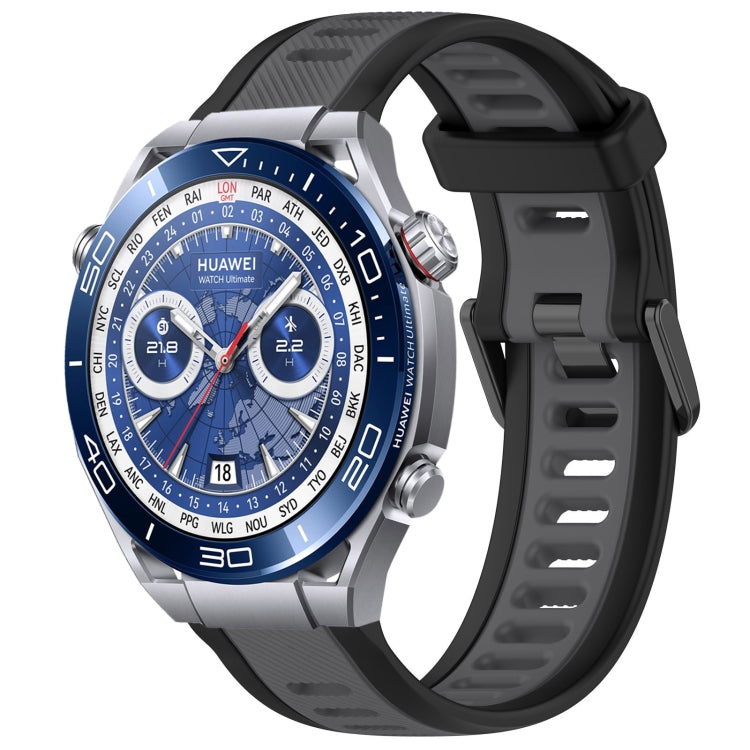 For Huawei Watch Ultimate 22mm Two Color Textured Silicone Watch Band(Grey+Black) - free shipping - PMC TechLife - Order now!