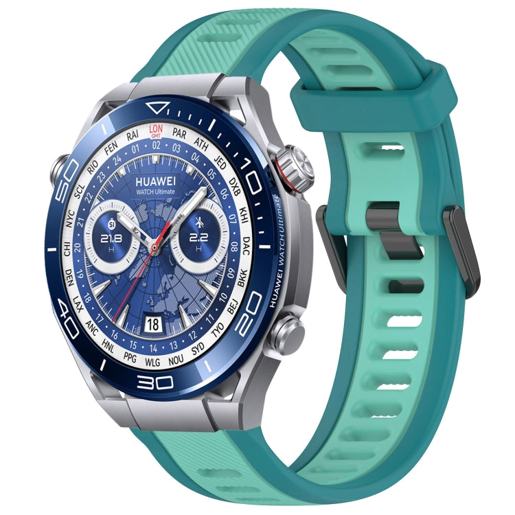 For Huawei Watch Ultimate 22mm Two Color Textured Silicone Watch Band(Teal) - Watch Bands by PMC TechLife | Online Shopping South Africa | PMC TechLife