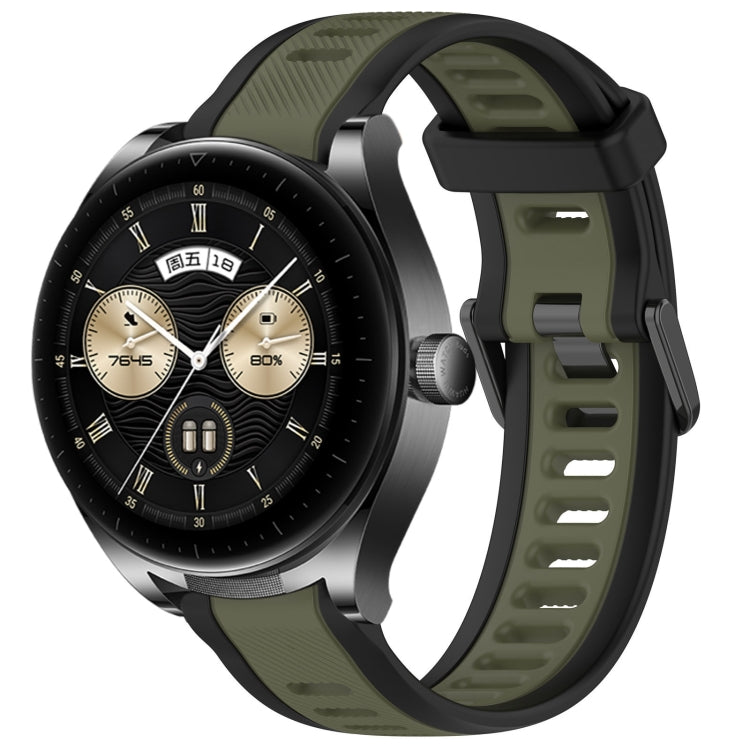 For Huawei Watch Buds 22mm Two Color Textured Silicone Watch Band(Green+Black) - Watch Bands by PMC TechLife | Online Shopping South Africa | PMC TechLife