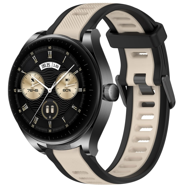For Huawei Watch Buds 22mm Two Color Textured Silicone Watch Band(Starlight + Black) - Watch Bands by PMC TechLife | Online Shopping South Africa | PMC TechLife