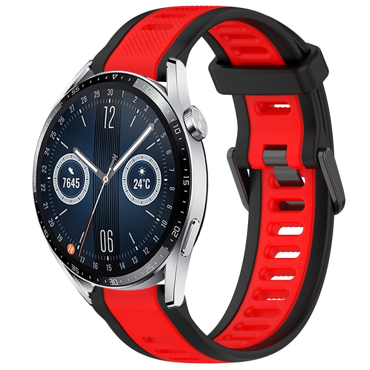 For Huawei Watch GT3 46mm 22mm Two Color Textured Silicone Watch Band(Red+Black) - Watch Bands by PMC TechLife | Online Shopping South Africa | PMC TechLife