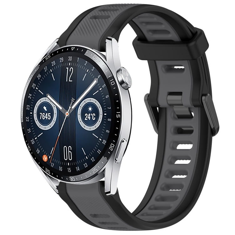 For Huawei Watch GT3 46mm 22mm Two Color Textured Silicone Watch Band(Grey+Black) - Watch Bands by PMC TechLife | Online Shopping South Africa | PMC TechLife
