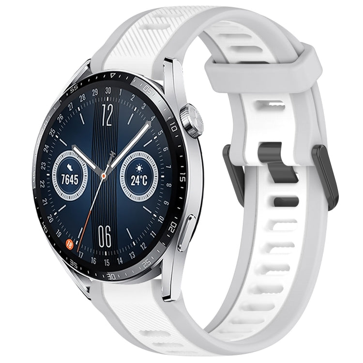 For Huawei Watch GT3 46mm 22mm Two Color Textured Silicone Watch Band(White+Grey) - Watch Bands by PMC TechLife | Online Shopping South Africa | PMC TechLife