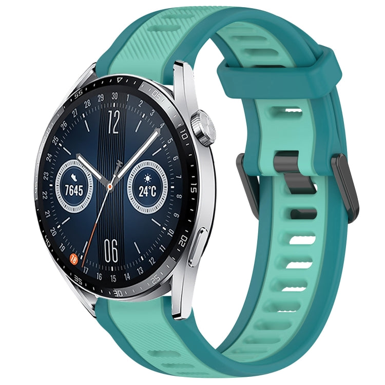For Huawei Watch GT3 46mm 22mm Two Color Textured Silicone Watch Band(Teal) - Watch Bands by PMC TechLife | Online Shopping South Africa | PMC TechLife