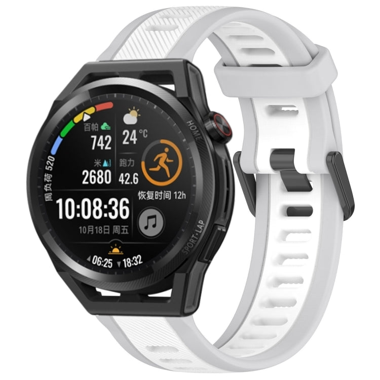 For Huawei Watch GT Runner 22mm Two Color Textured Silicone Watch Band(White+Grey) - Watch Bands by PMC TechLife | Online Shopping South Africa | PMC TechLife