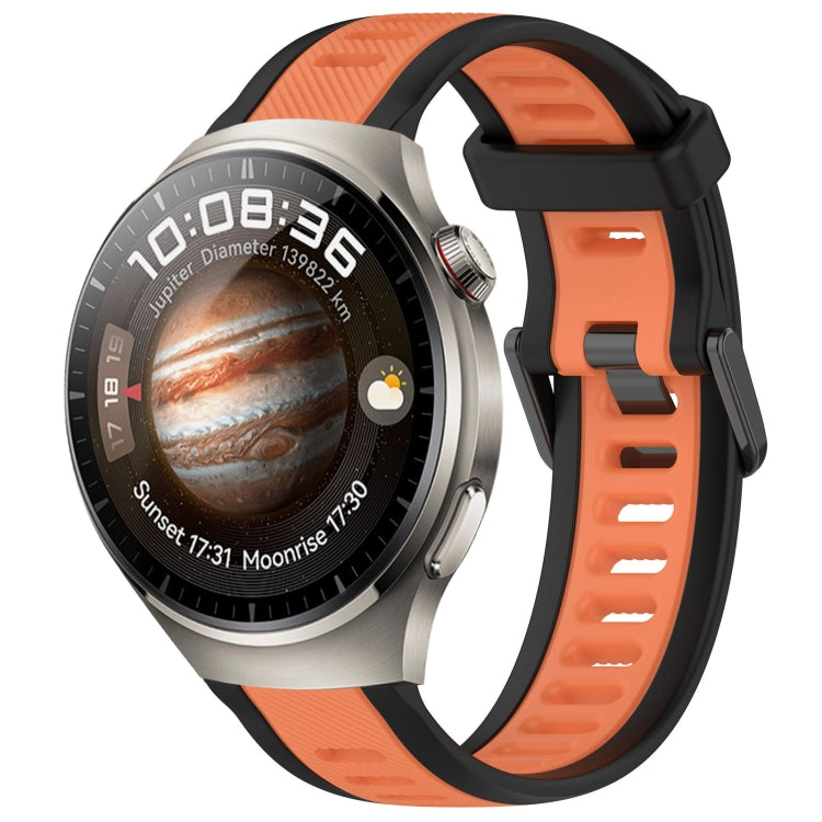 For Huawei Watch 4 22mm Two Color Textured Silicone Watch Band(Orange+Black) - Watch Bands by PMC TechLife | Online Shopping South Africa | PMC TechLife