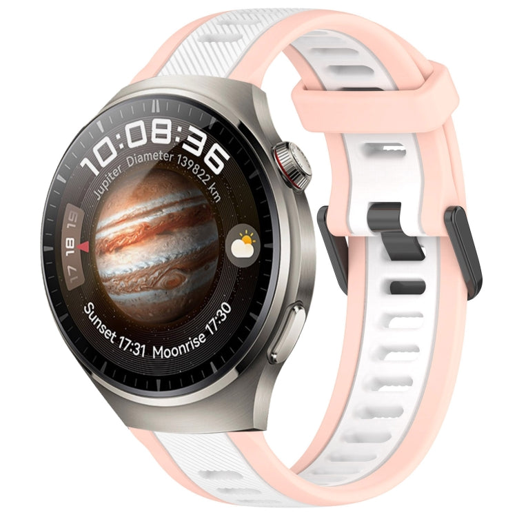 For Huawei Watch 4 22mm Two Color Textured Silicone Watch Band(White+Pink) - Watch Bands by PMC TechLife | Online Shopping South Africa | PMC TechLife