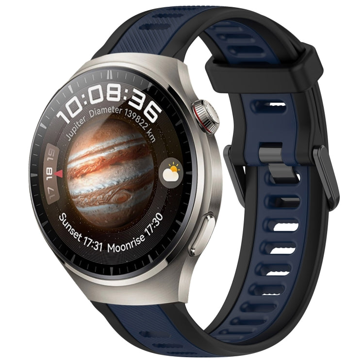 For Huawei Watch 4 Pro 22mm Two Color Textured Silicone Watch Band(Midnight Blue+Black) - Watch Bands by PMC TechLife | Online Shopping South Africa | PMC TechLife