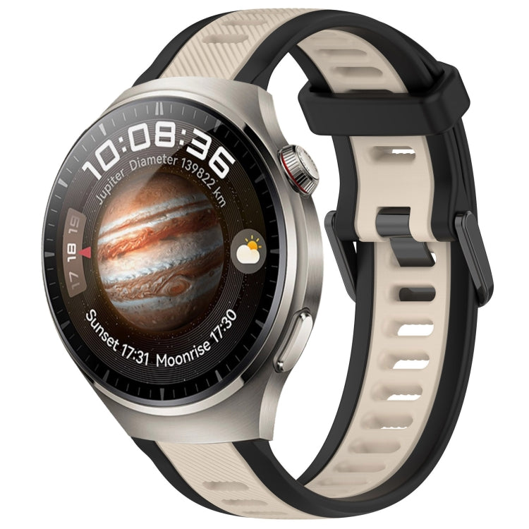 For Huawei Watch 4 Pro 22mm Two Color Textured Silicone Watch Band(Starlight + Black) - Watch Bands by PMC TechLife | Online Shopping South Africa | PMC TechLife