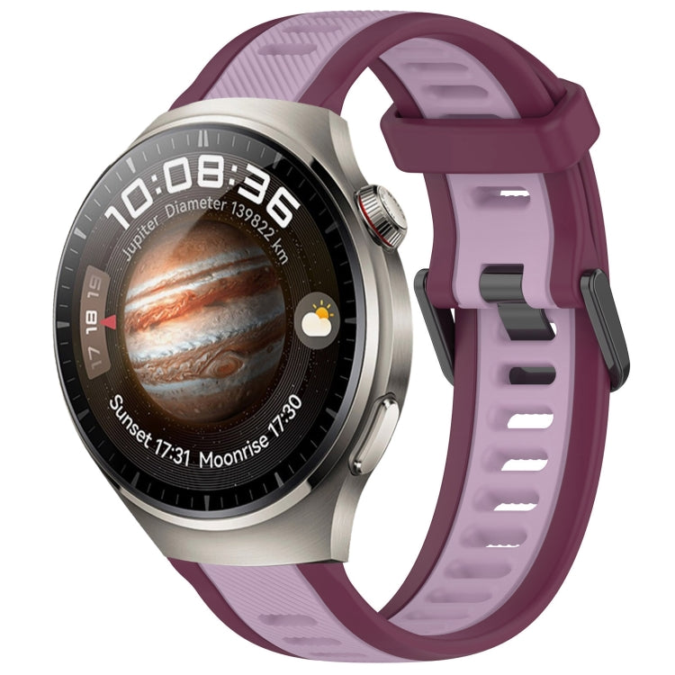 For Huawei Watch 4 Pro 22mm Two Color Textured Silicone Watch Band(Purple) - Watch Bands by PMC TechLife | Online Shopping South Africa | PMC TechLife