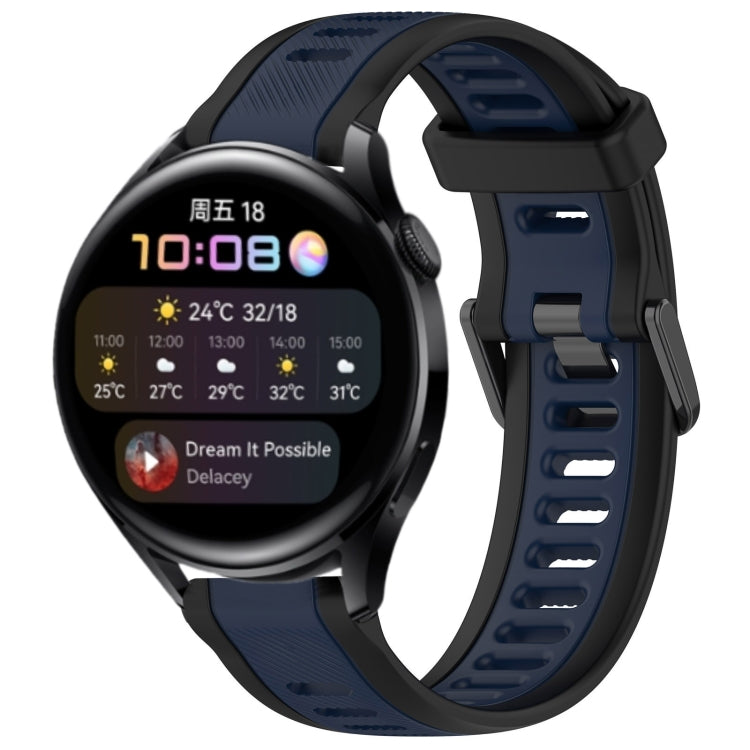 For Huawei Watch 3 22mm Two Color Textured Silicone Watch Band(Midnight Blue+Black) - Watch Bands by PMC TechLife | Online Shopping South Africa | PMC TechLife