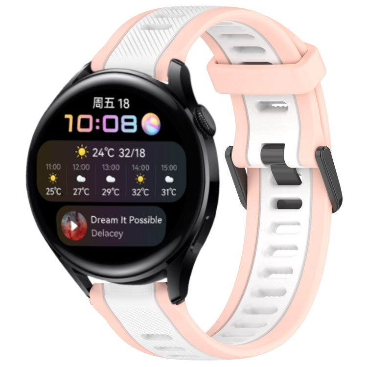 For Huawei Watch 3 22mm Two Color Textured Silicone Watch Band(White+Pink) - Watch Bands by PMC TechLife | Online Shopping South Africa | PMC TechLife